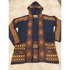 Lucky Brand Hooded Sweater with Geometric Patterns